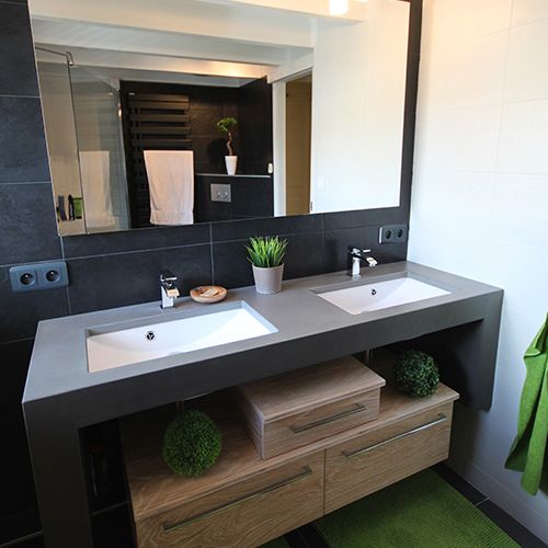 Meubles de salle de bain béton ciré atlantic bain Meuble sous lavabo a poser mesures