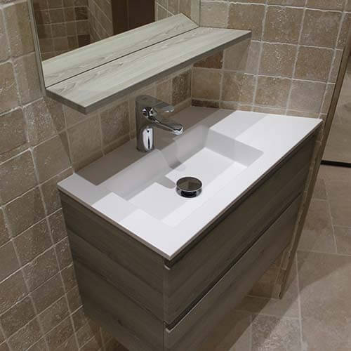 Meubles salle de bain plan en résine vasque moulée atlantic bain Meuble sous lavabo a poser mesures
