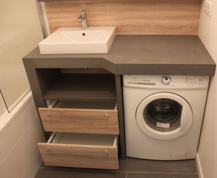 Un lave linge dans une petite salle de bain Atlantic Bain