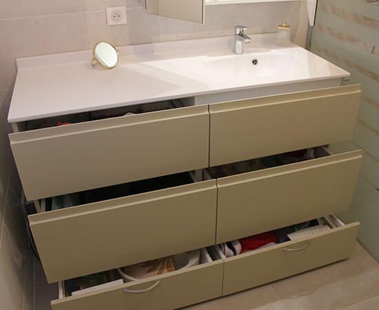 Rangement tiroir salle de bain