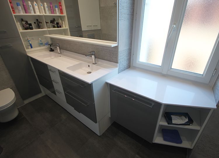 Meuble bas de salle de bain armoire toilette avec 1 tiroir et 1