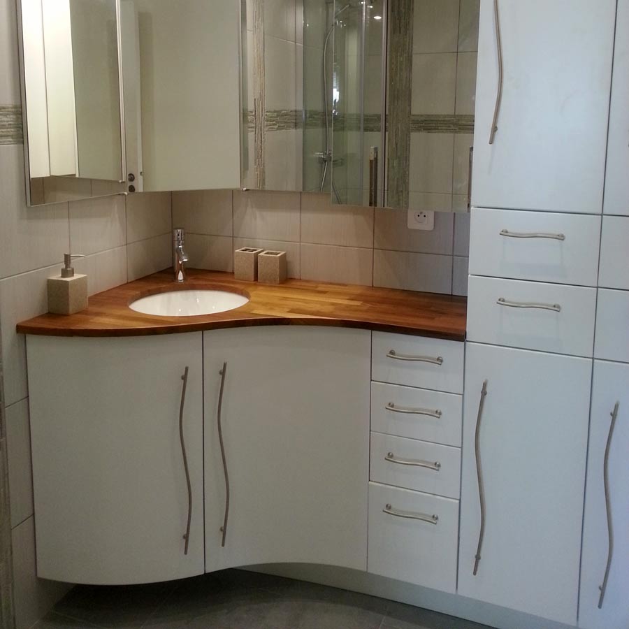 Chalky Meuble angle salle de bain et colonne rangement Atlantic Bain