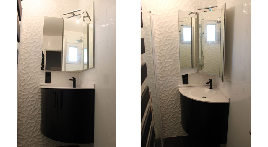 Miroir salle de bain LED angles ronds et bords finition blanc