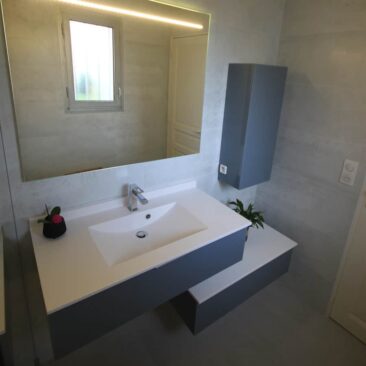 meuble suspendu gris bleu