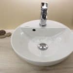 vasque ceramique plan bois blanc