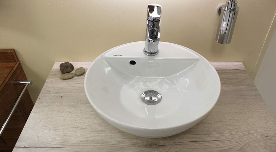vasque ceramique plan bois blanc