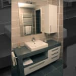 meuble blanc et beton salle bain