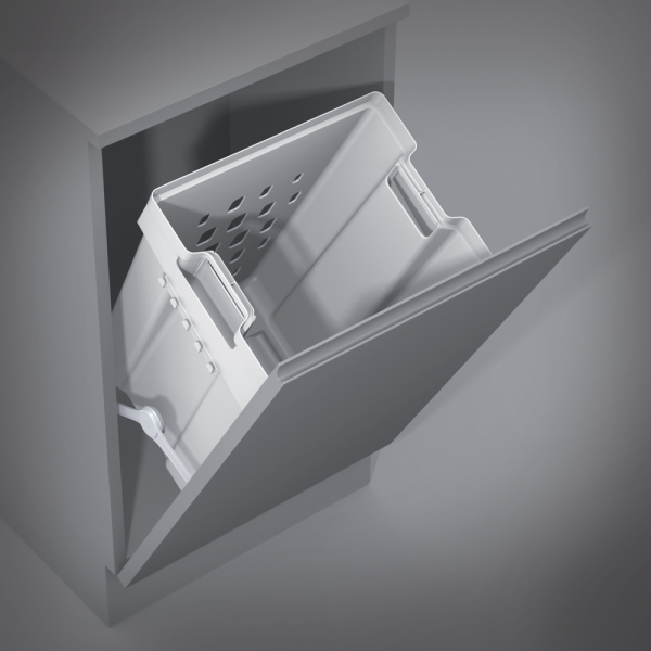 panier à linge basculant installer sur une porte de meuble