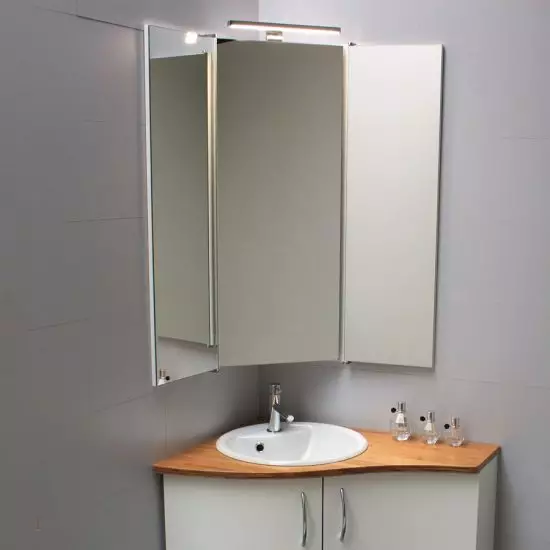 Armoire de toilette d'angle pour salle de bain avec panneaux miroirs