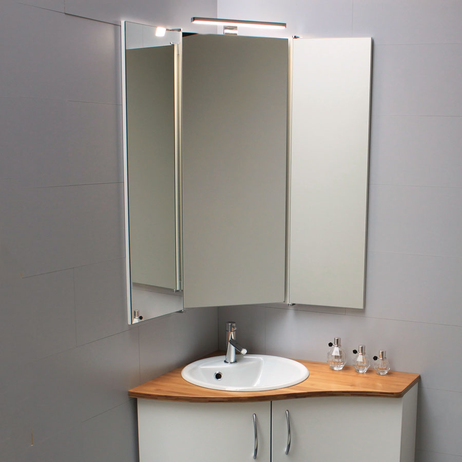 Armoire de toilette d'angle salle de bain TRIO Triptyque