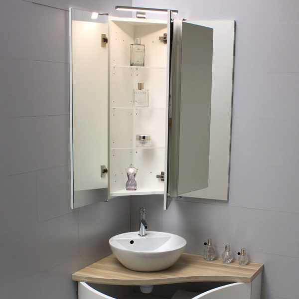 armoire angle miroir salle bain