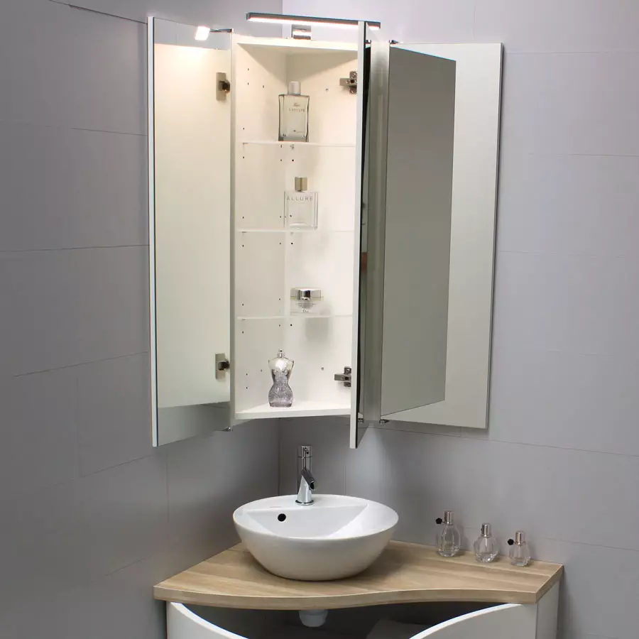 Armoire de toilette d'angle salle de bain TRIO Triptyque