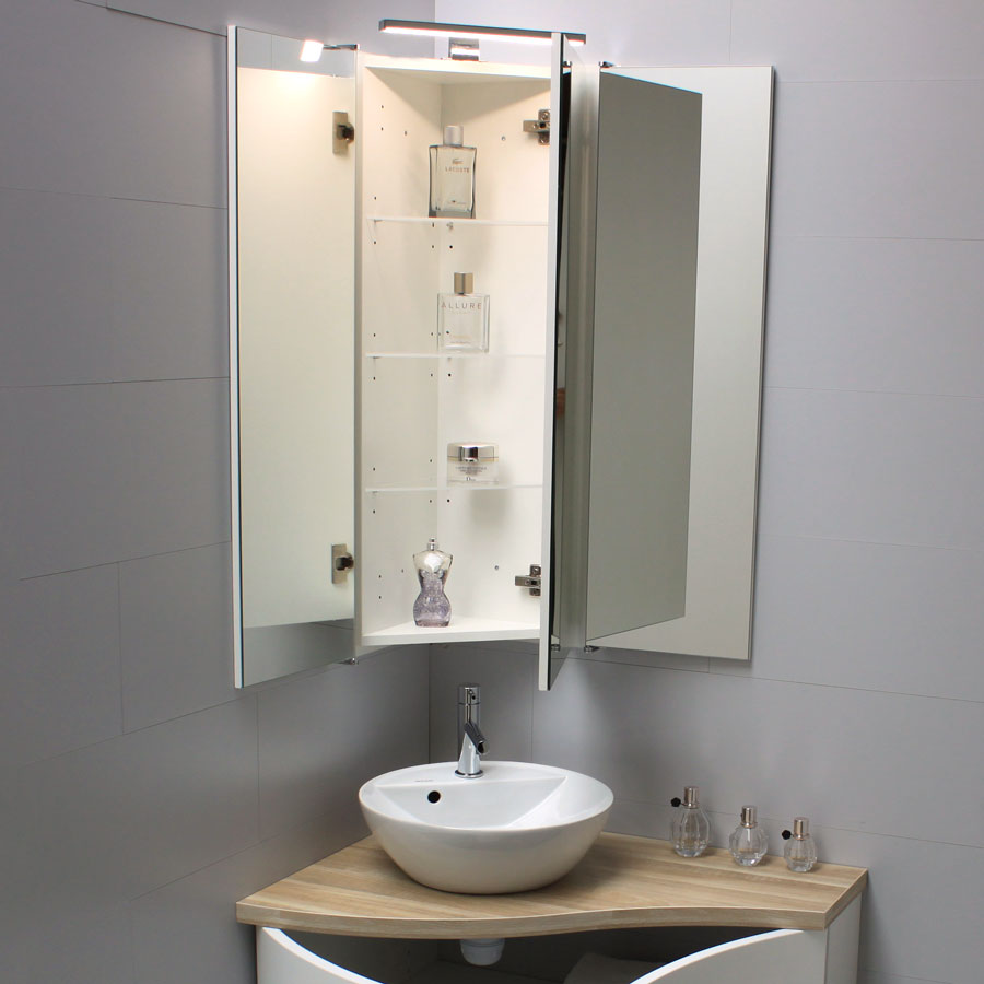 Armoire de toilette d'angle pour salle de bain avec panneaux miroirs  amovibles