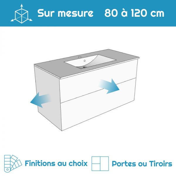 Meuble salle de bain sur mesure 80 à 120 cm finitions au choix