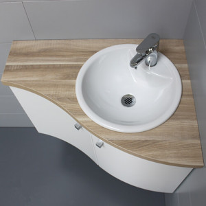 Vasque encastrée ronde pour meuble d'angle salle de bain