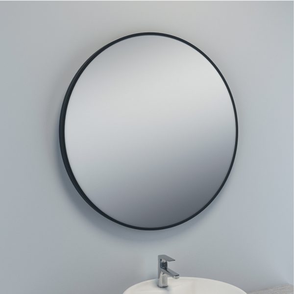 Miroir rond salle de bain entourage noir