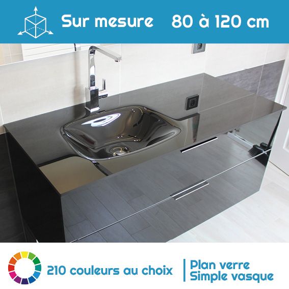 Plan en verre salle de bain sur mesure | 210 couleurs au choix