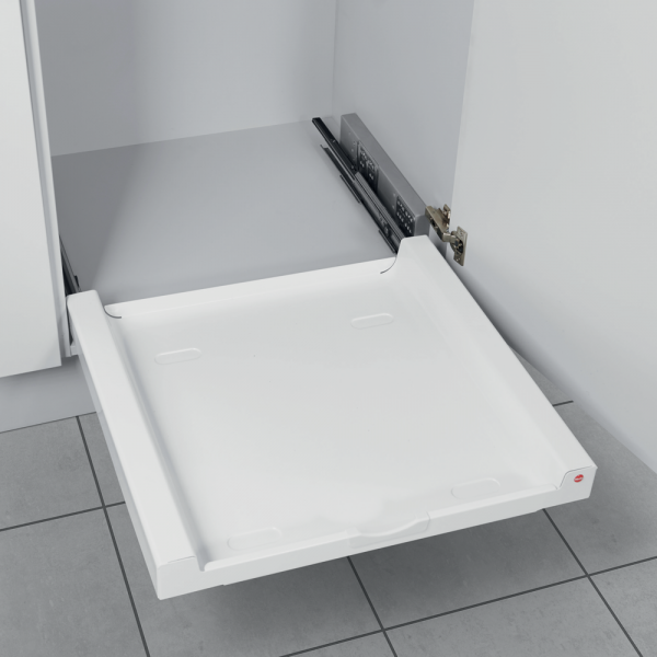 Tablette coulissante pour meuble de salle de bain ou buanderie