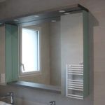 Armoire de toilette triptyque avec tablette béton ciré