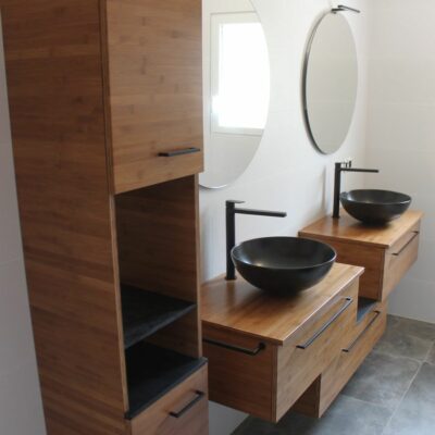 Colonne et meubles salle de bain miroirs ronds