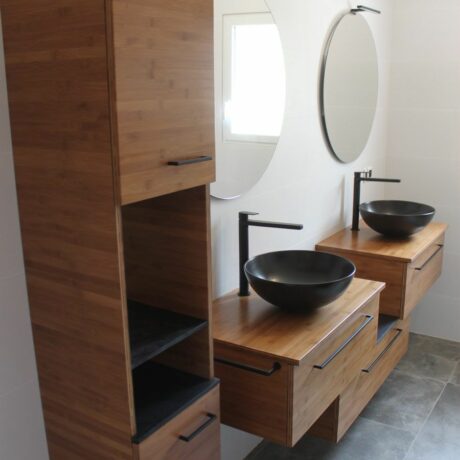 Colonne et meubles salle de bain miroirs ronds