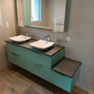 Meuble salle de bain contemporain design vert pale