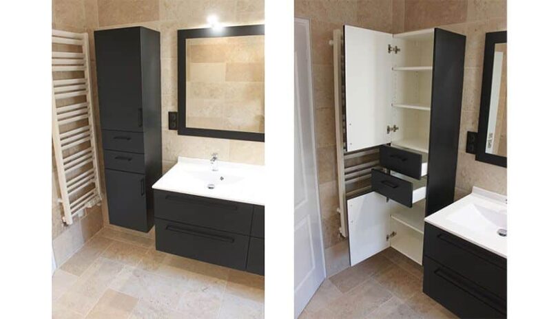 Colonne meuble suspendu salle de bain