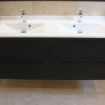 Meuble double vasque suspendu noir et blanc