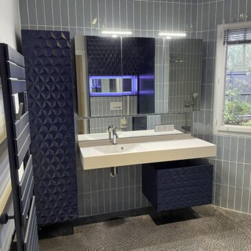 Meuble salle de bain plan PMR sur mesure