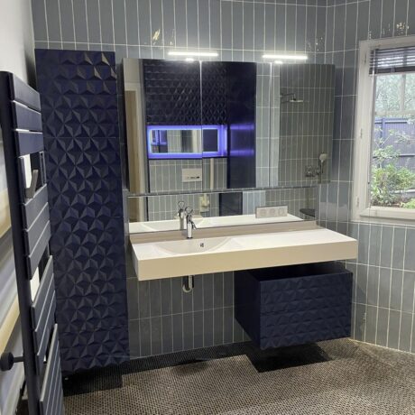 Meuble salle de bain plan PMR sur mesure