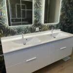 Meuble salle de bain double vasque blanc 175 cm avec miroirs rétroéclairés
