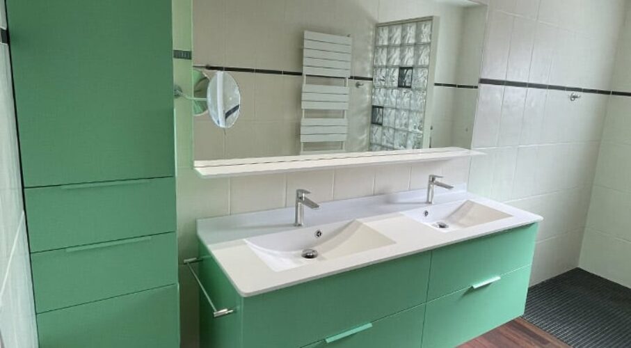 meuble salle de bains double vasque plan résine